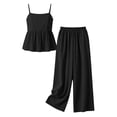 thumbnail image 6 of ZOYOEN Girls Halter Tank Tops and Pants Outfit Sets- Casual Cotton Linen Loose Fit Kids Summer Vacation Clothes Black Size 12, 6 of 6