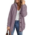 thumbnail image 1 of Cárdigan con textura de punto de otoño e invierno, suéter con botones, chaqueta con capucha gruesa y suelta para mujer de estilo europeo y americano, 1 of 5