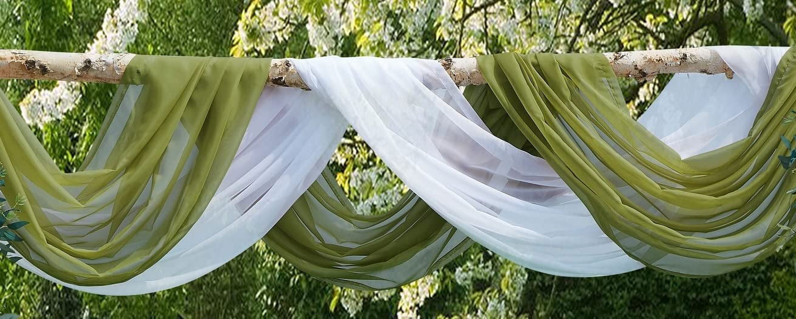 WARM HOME DESIGNS Set of 2 White & S Green Canopy Bed Curtains in 55 x 360 Inch Size. BE White & Sage 360