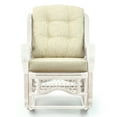 thumbnail image 3 of Malibu Handmade Natural Rattan Living Room Set of Round Coffee Table with glass and 2 Rocking Lounge Chairs with Cream Cushions, White Color, 3 of 5