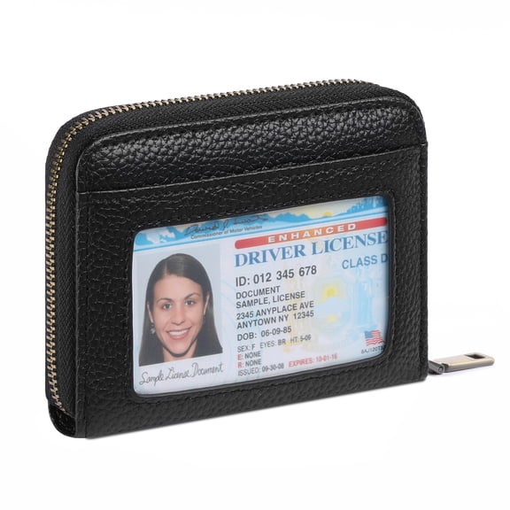 SENDEFN Leather Credit Card Holder Wallet for Women RFID Small Zipper Card Case with ID Window