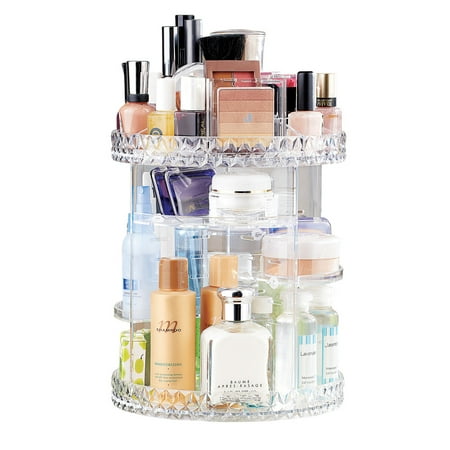 Adjustable Acrylic Rotating Cosmetic Organizer - Bathroom Countertop Makeup and Beauty Products