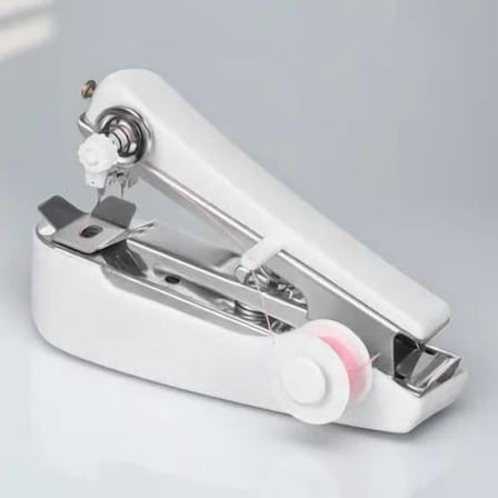 Topbathy Portable Hand Sewing Machine White with Stainless Steel for Fast Durable Stitching