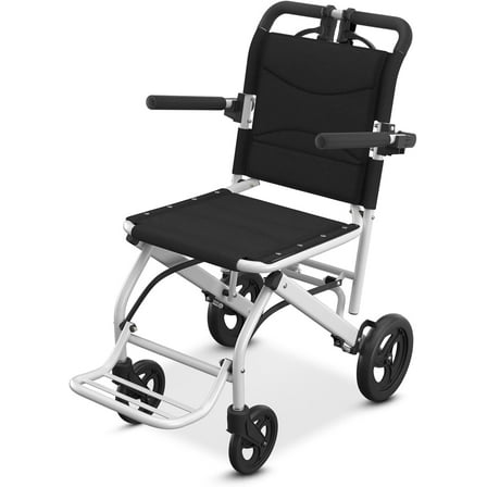 Nihhcune Wheelchairs for Adults, Utral-Lightweight Foldable Transport Chair with Seat and Backrest, No Installation Design, 18lb Portable Folding Travel Wheel Chairs with Carbon Steel for Seniors