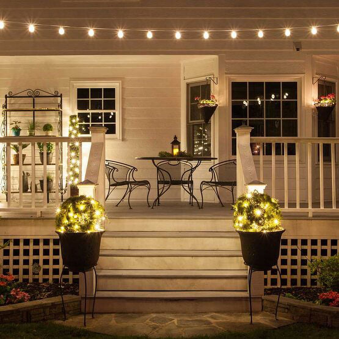 Wintergreen Lighting FlexFilament Edison Bulb Shatterproof G50 Outdoor String Lights, 25 ft White Wire, 25 Lights