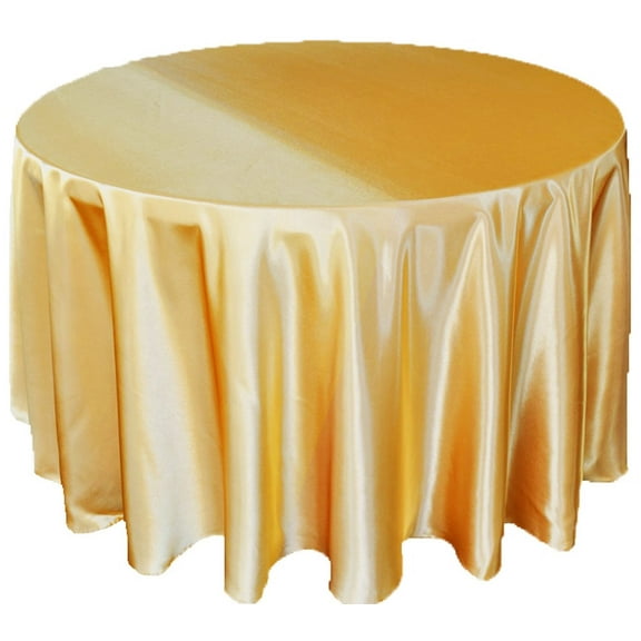 Tektrum 108 inch Round Silky Satin Tablecloth - Premium Fabric - Best for Wedding Party Banquet Events Restaurant Kitchen Dining Decoration - Gold Color