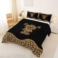 thumbnail image 2 of Erosebridal Brown Leopard Print Full Size Comforter Sets,Cheetah Bowknot Letter T Alphabet Bedding Sets For Girls Kids,Black Reversible,3 Pieces, 2 of 7