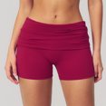 thumbnail image 2 of vigerkar High-Rise Foldover Yoga Shorts for Women - Stretchy Fabric for Pilates, Workout & Casual Streetwear (Red, S), 2 of 7