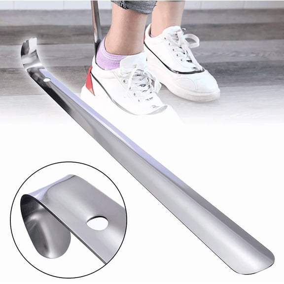 22in Extra Long Handle Stainless Steel Shoe Horn, Heavy Duty Metal Shoehorn for Post-Surgery, Seniors