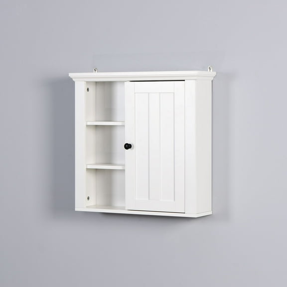 Bathroom Wooden Wall Cabinet with a Door 20.86x5.71x20 inch White