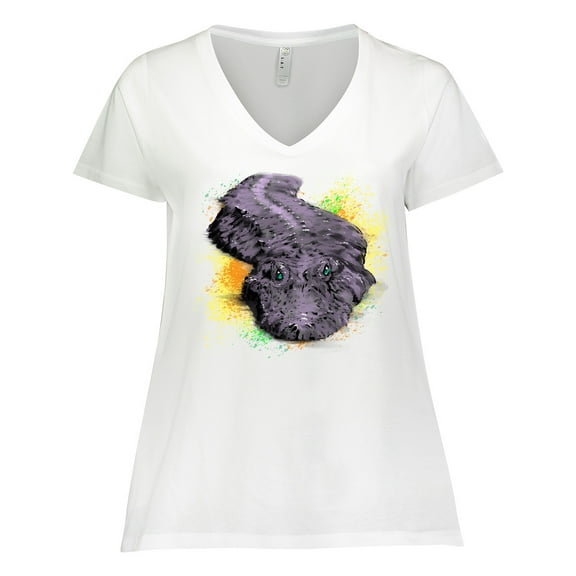 Inktastic Colorful Lurking Gator Women's Plus Size V-Neck T-Shirt