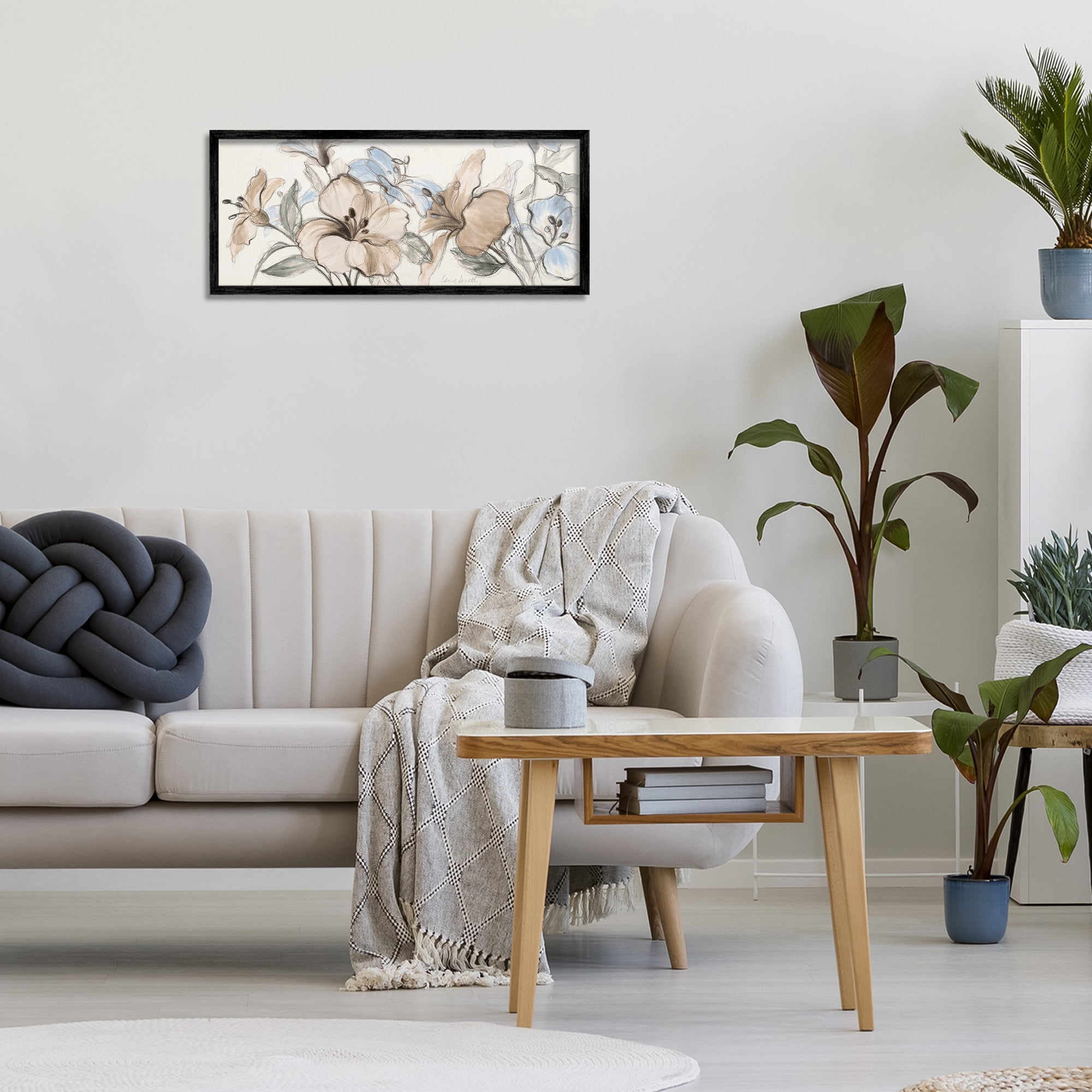 Stupell Industries Whispering Florals Neutral Black Framed Giclee Art, design by Lanie Loreth