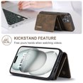 thumbnail image 4 of Allytech 2 in 1 Detachable Wallet Case for iPhone 15 Plus with Cash Pocket & Cash Slots, [Magnetic Clasp] [Kickstand] Retro PU Leather Soft TPU Shockproof Anti-Scratch Slim Case - Coffee, 4 of 9