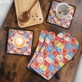 thumbnail image 5 of Pioneer Flower Floral Print Pattern 2-Pack Oven Mitts Set, Heat Resistant Kitchen Gloves, 7.7" X 12", 5 of 6