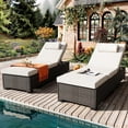 thumbnail image 3 of Outdoor Chaise Lounge Chair Set of 2, PE Wicker Recliners With Adjustable Backrest, Sunbathing Rattan Reclining Chair With Thicken Cushion, 3 of 8