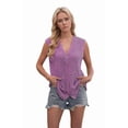 thumbnail image 2 of Knit Vest for Women Spring Summer V Neck Sleeveless Sweater Button Down Cardigan Casual Cute Tank Tops Purple XL, 2 of 8