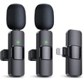 thumbnail image 2 of PQRQP Paquete de 2 micrófonos Lavalier inalámbricos para iPhone, iPad - Calidad de sonido cristalina para grabación, transmisión en vivo, YouTube, Facebook, TikTok, 2 of 3
