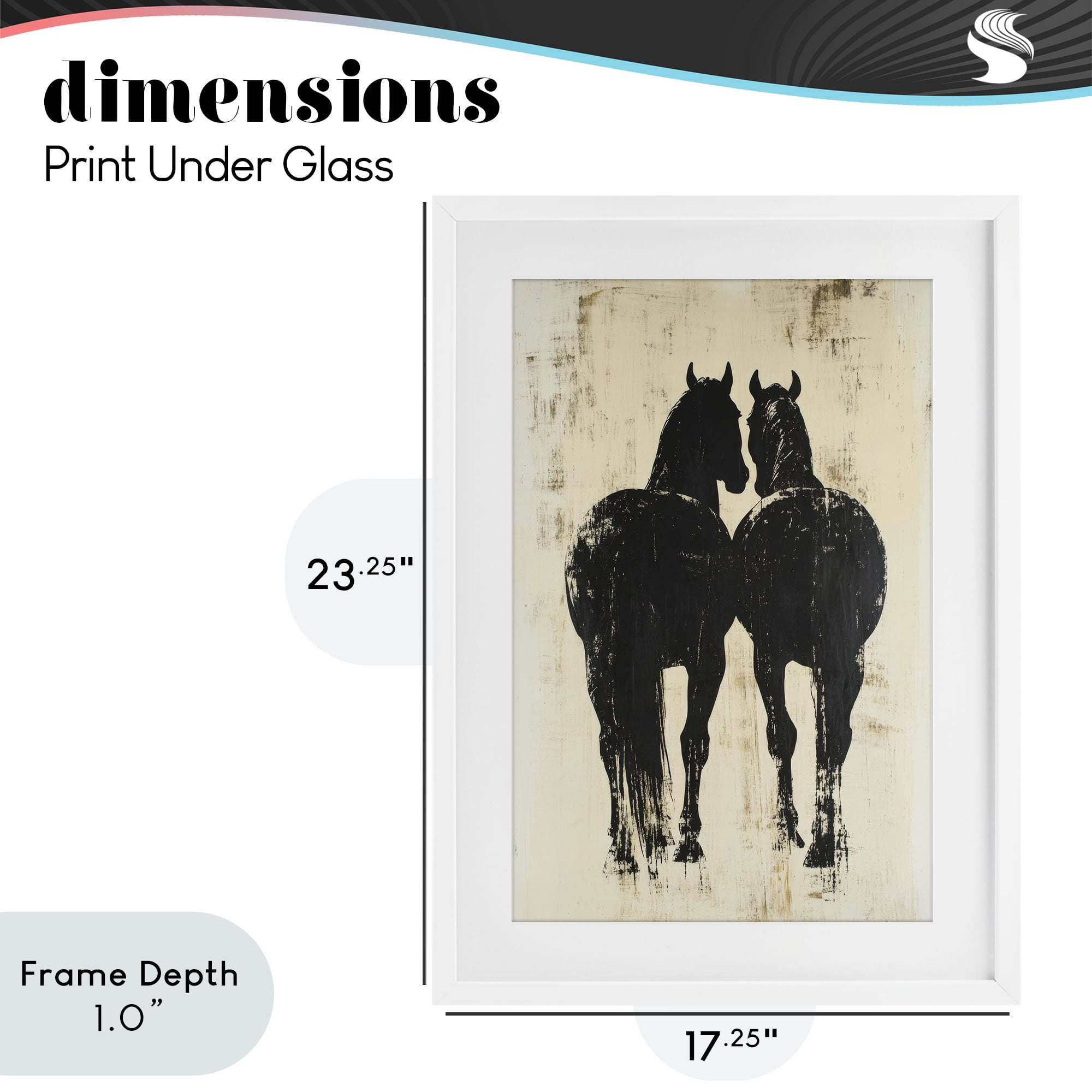 Stupell Industries Twin Horses Facing Away White Framed Print Under Glass, design by Petal Prints Design