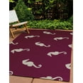 thumbnail image 3 of 4' x 6' Simply Daisy Sea Horses Beach Style Chenille Area Rug, Maroon Red, 3 of 5
