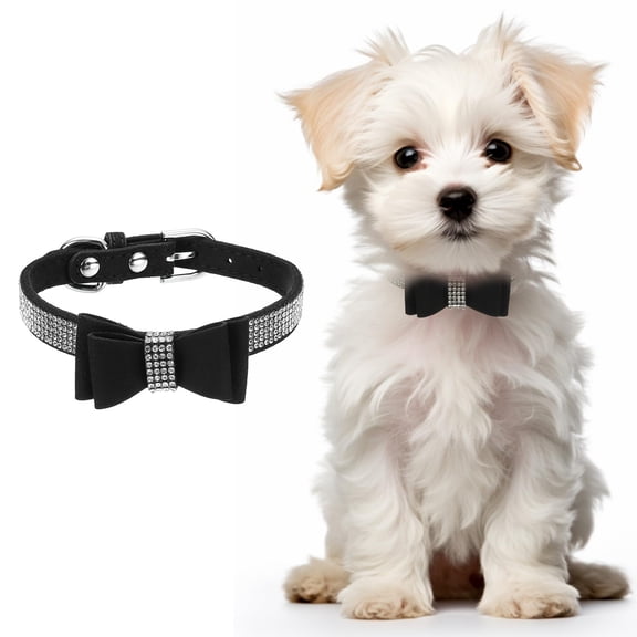 Mumup Cute Dog Collar with Bling Rhinestone, Bling Dog Collar Adjustable Leather Diamond Sparkling Jewel Accessories Intended for Teacup/Cat/Small Medium Large Pet
