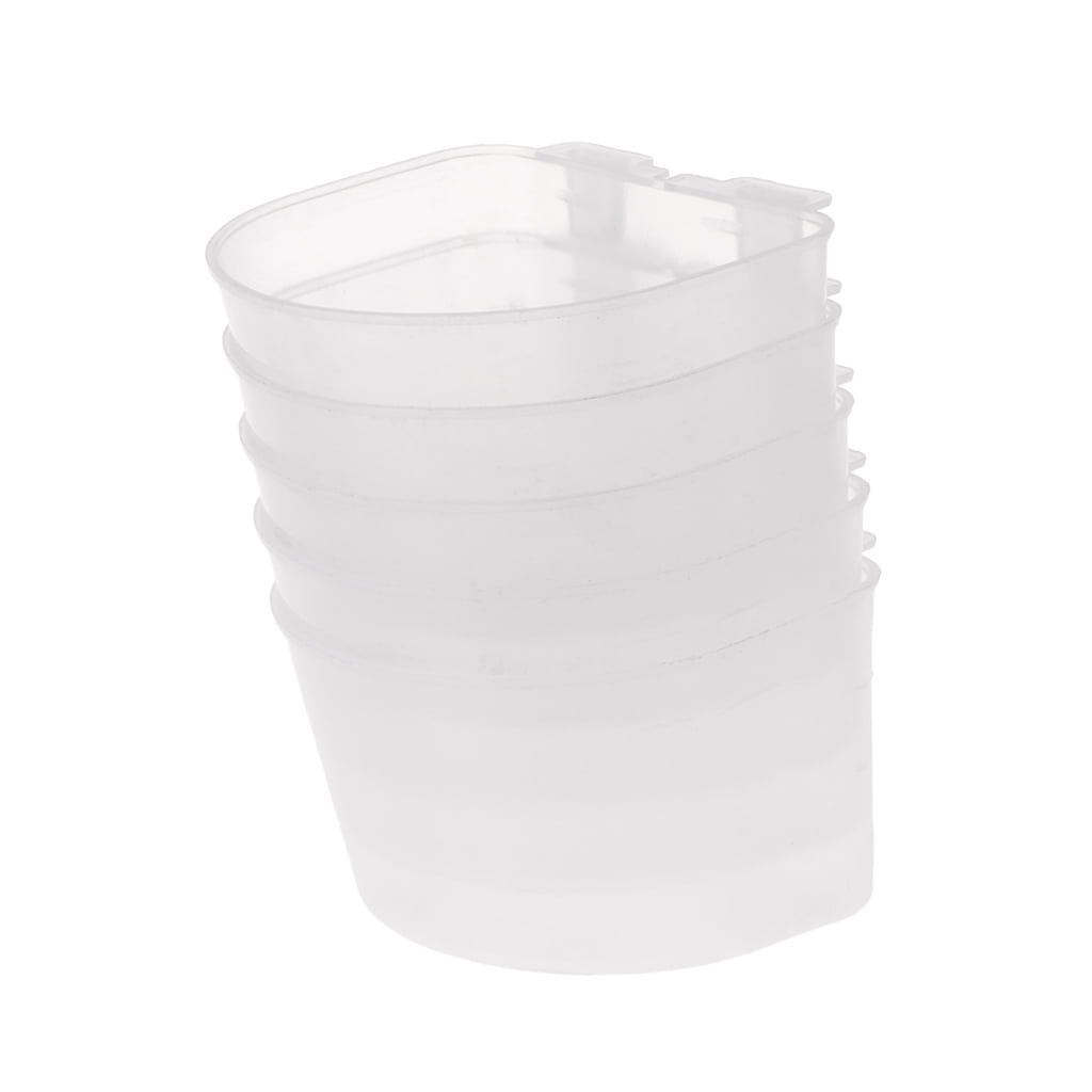 5 Pack Bird Feeding Dish Plastic Bowl Cage Cup for Parakeet Conure Lovebird