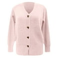 thumbnail image 4 of Women Cardigan Sweater Long Sleeve Knit V-Neck Button Up Light Cardigans for Women Open Front Pink Cardigan Fall Outfits, 4 of 4