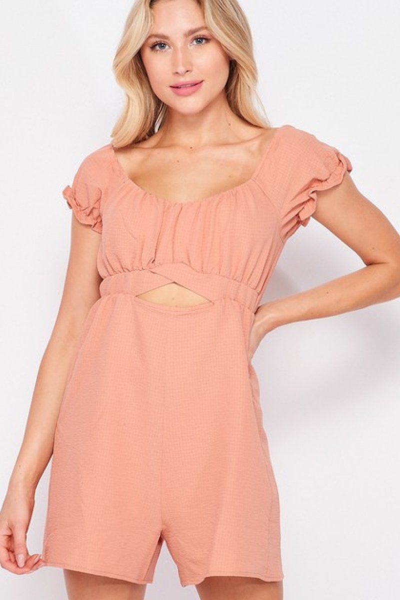 cutout puff sleeve romper hollister