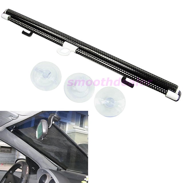 Parasol enrollable para ventana de coche, color negro, para parabrisas, visera protectora solar, 58 x 12