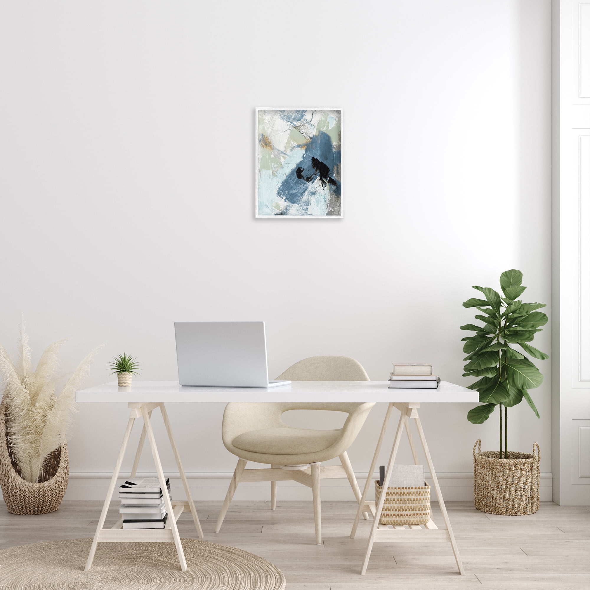 Stupell Industries Chaotic Brush Strokes Pattern Abstract Painting White Framed Art Print Wall Art, 16 x 20
