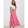 thumbnail image 6 of Jaimenalin Women'S Boho Flowy Maxi Skirt Flared Ruffle Elastic Waist Summer A Line Spring Long Skirts Rose Red M, 6 of 8