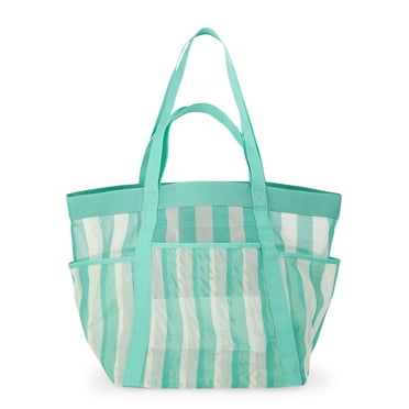 No Boundaries Women's Mesh Tote Bag, Jade Stripe