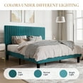 thumbnail image 5 of SHA CERLIN Teal Blue King Size Upholstered Platform Bed Frame with Adjustable Channel Velvet Headboard, 5 of 9