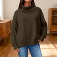 thumbnail image 5 of Chuancc Long Sleeve Shirts for Women,Autumn Knit Pullover Tops Slim Fit Long Sleeve Shirt Fitted Turtleneck Tops Basics Womens Clothing Long Sleeve Knit Tops for Women D-Brown S, 5 of 9
