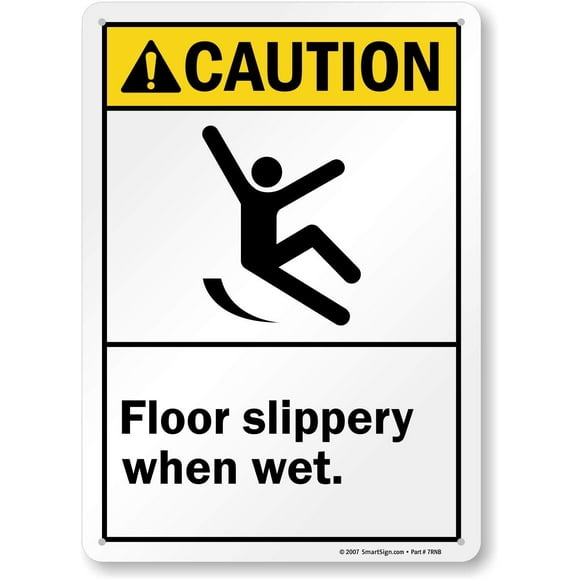 Size: 8" x 12" Tin Sign Caution - Floor Slippery When Wet Metal Signs