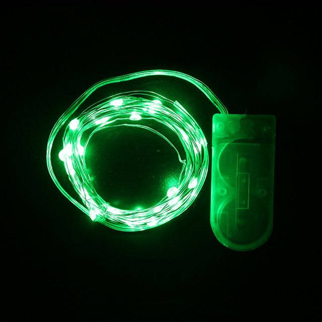 Cadena de luces LED con cable de cobre, lámpara con caja de pilas de botón CR2032, luces navideñas con cable de cobre, cadena de luces decorativas para jardín y exterior