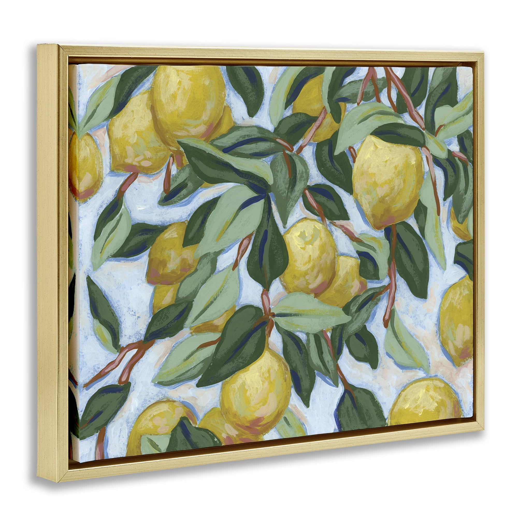 Stupell Industries Summer Citrus Tree Gold Framed Floater Canvas Wall Art, design by June Erica Vess