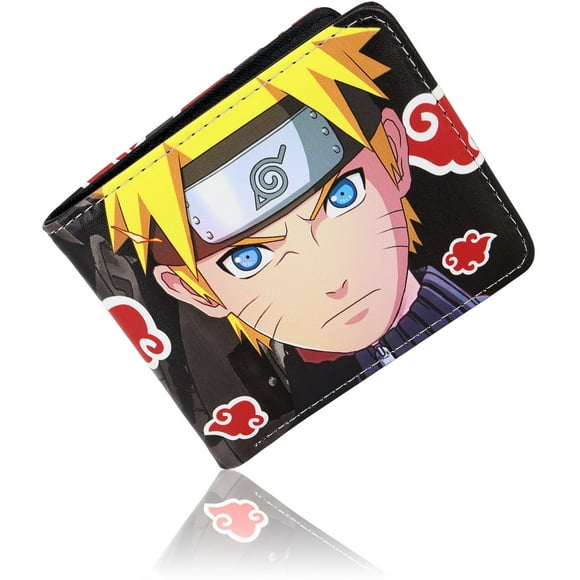 Roffatide Anime Akatsuki Red Cloud Uzumaki Naruto Wallets Artificial Leather Slim Bi-Fold Wallet Multi purpose Wallet