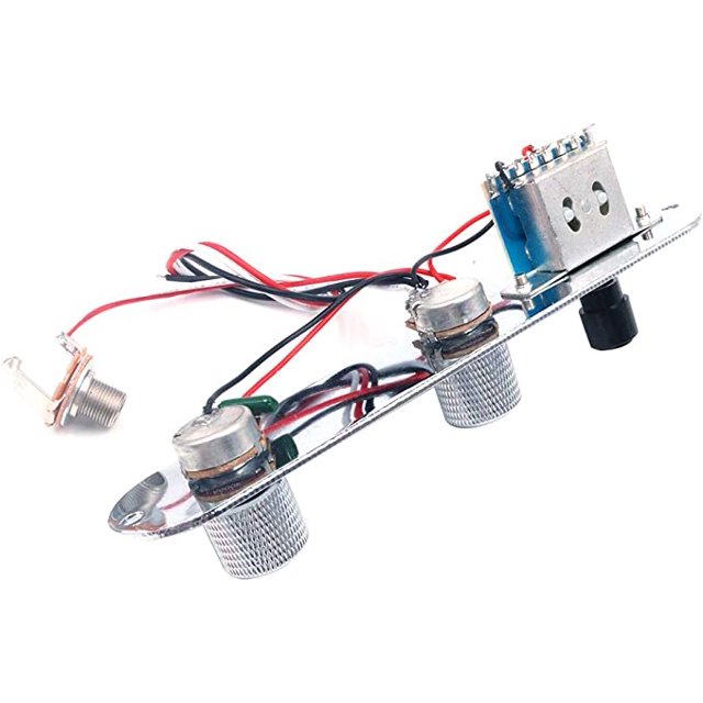 Tablero de control precableado de 3 vías con conector de guitarra cromado TL Telecaster JM