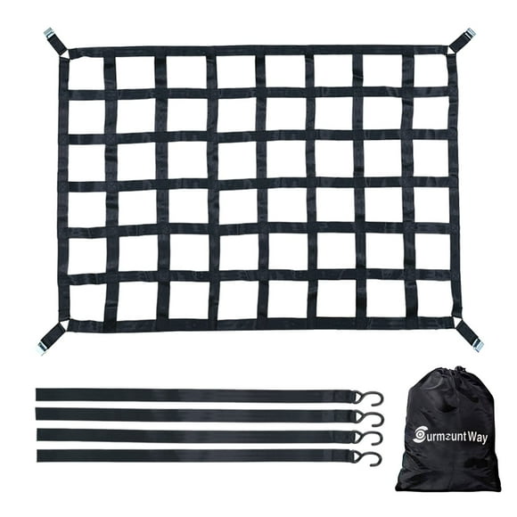 Surmountway Cargo Net for Pickup Truck Bed(42" x 50"), Truck Bed Cargo Net with Capacity 1100LBS, Heavy Duty Cargo Nets with Adjustable Cam Buckles & S-Hooks, Truck Cargo Net for Trailer Trucks
