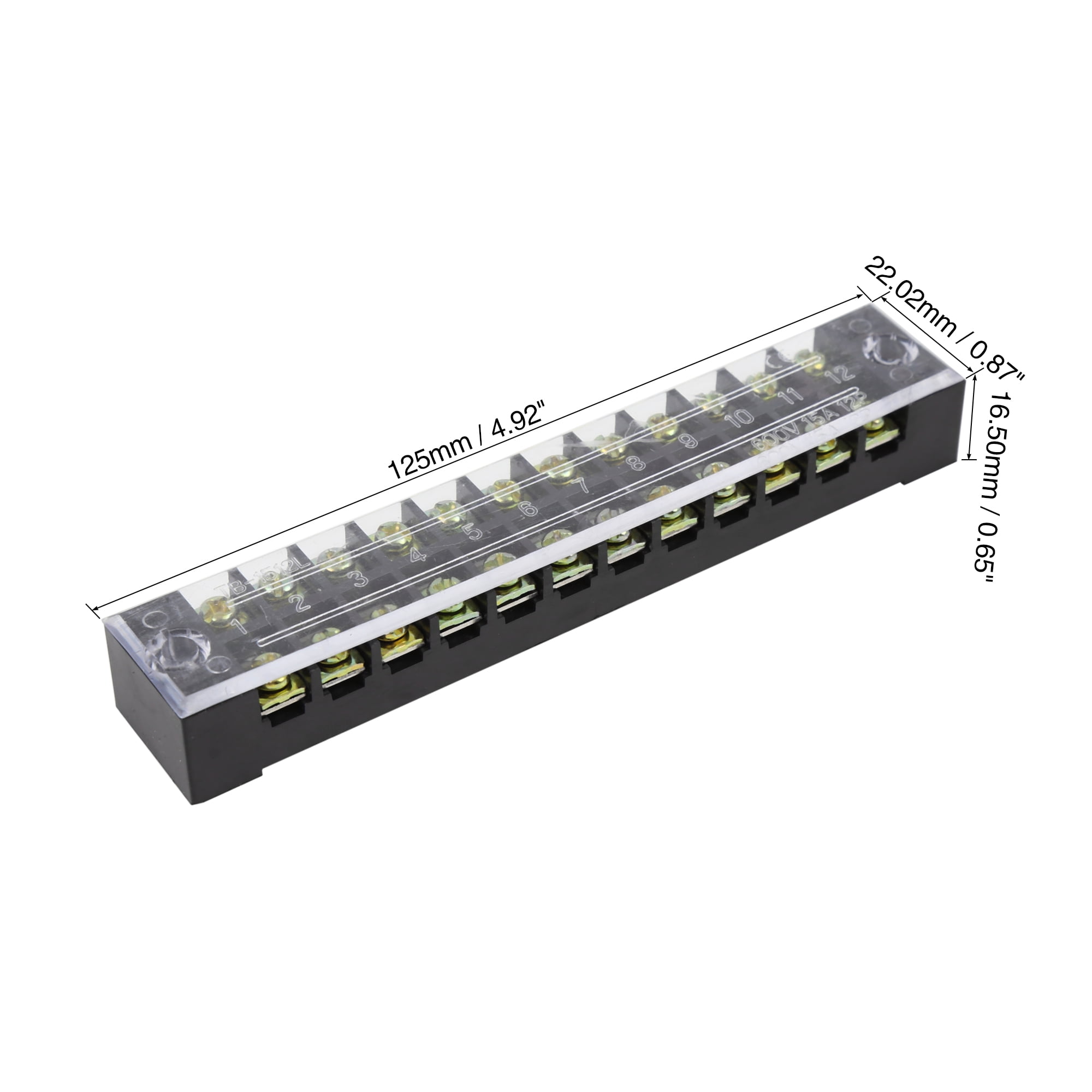 5 Set Bus Bar Distribution Block 12 Positions Terminal Bus Bar 600V 15A Kit