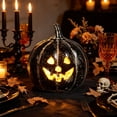 thumbnail image 6 of OJSFQUFP Halloween Decorations - Fall Decor - Handmade Terracotta Jack O Pumpkin with LED Light Cute Decoration Centerpieces for Tables Porch Yard Home Kitchen Front Door Mantel, 6 of 9
