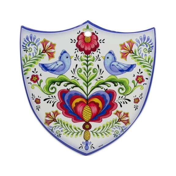 SCAN Ceramic Decoration Shield Lovebirds | 7.5"