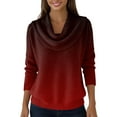 thumbnail image 5 of Dwralegc Cowl Neck Sweater for Women Lightweight Multicolor Cowl Neck Knit Tops Long Sleeve Pullover Jumper Fashion Autumn and Winter Sweaters Wine S, 5 of 5