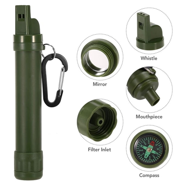 Filtre à Eau Compact Portable 1500 L Purificateur d'Eau Paille de Purification d'Eau Ultraléger Filtre 0,01 Micron Équipement d'Urgence pour Survie en Plein Air Randonnée