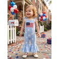 thumbnail image 6 of BemeyourBBs Toddler Baby Girl 4th of July Outfit Independent Day Clothes Summer Romper Bell Bottoms Patriot Star Print American Flag Embroidered Spaghetti Strap Casual Jumpsuit Overalls, 6 of 9