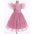 thumbnail image 7 of IBTOM CASTLE Toddler Kids Girls Butterfly Dress Sparkle Tulle Ruffle Sleeve Wedding Formal Birthday Pageant Shoot Dresses Hot Pink, 7 of 7