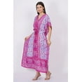 thumbnail image 2 of Women's Kaftan Dress Beach Cover Up Tribal Ethnic Print Plus Size Loose Kimono Maxi Dress - Color Pink Elephant, 2 of 6