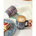 thumbnail image 3 of 16 oz Coffee Mugs Set of 4, Large Ceramic Coffee Cups, Colorful Mugs Set with Handles for Latte, Hot Cocoa, , Housewarming , Dishwasher & Microwave Safe, Bohemian, 3 of 6