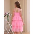 thumbnail image 4 of IBTOM CASTLE Girl Sleeveless Ruffle Formal Wedding Tiered Tulle Dress Teen Pageant Birthday Homecoming Prom Outfits Junior Graduation Dress 9-10 Years Pink, 4 of 7