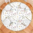 thumbnail image 2 of Pioneer Flower Floral Print Pattern Round Fitted Tablecloth with Elastic Edge,Dining Table Cover Waterproof,Outdoor Round Tablecloth for Camping,Dining,Indoor and Outdoor, 2 of 7